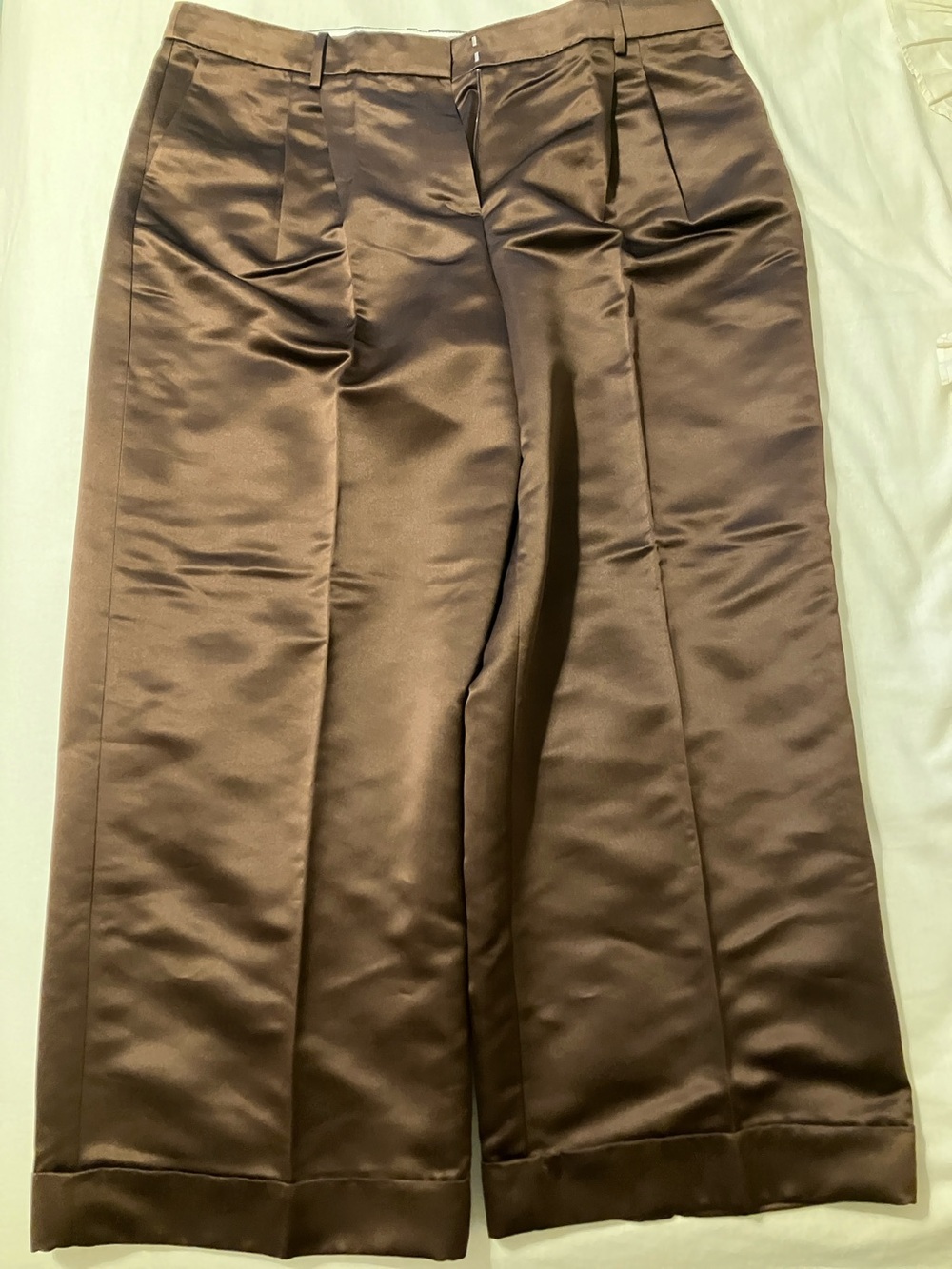 J. Crew Satin Wide-Leg Pants in Brown